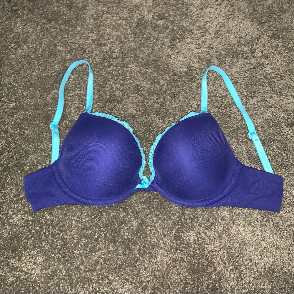 Push-Up Bra Mesh w/Lace Blue 32C